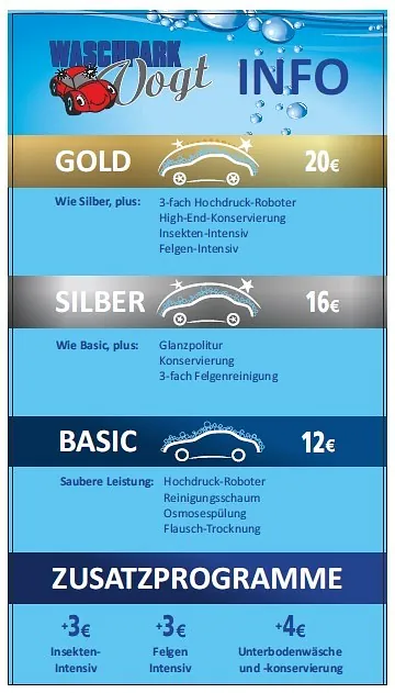 Preisliste Waschpark Vogt 2024